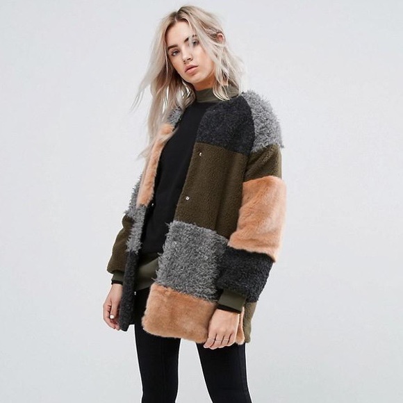 ASOS patchwork coat nwot - Picture 1 of 4